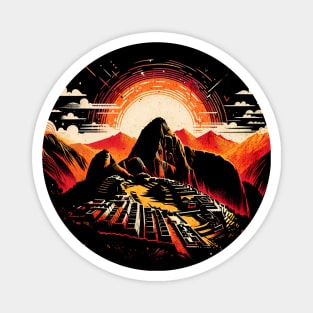 Machu Picchu Retro Design Magnet